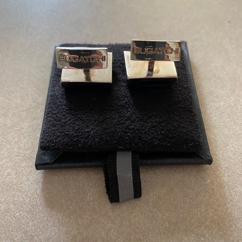 Bugatchi Rectangular Silver Tone Striped Black - image 6